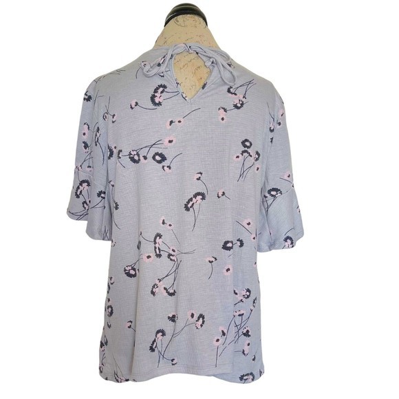 Lc Lauren Conrad Womens Blouse Floral Textured Thermal Tied Back Size Large - Picture 2 of 12